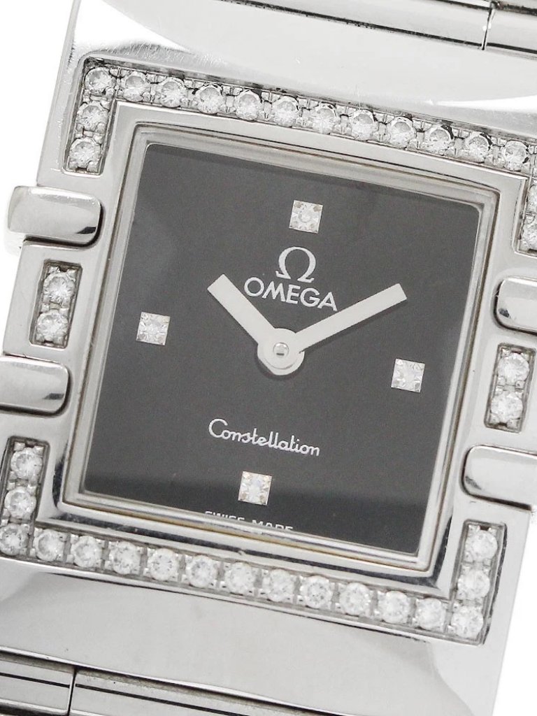 Omega Constellation 4p Diamond Bezel Black Dial Quartz Ladies Watch957103